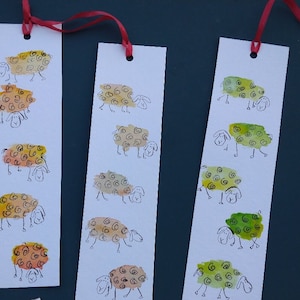 Watercolor bookmark sheep pattern