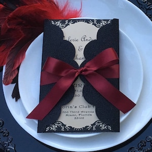 Gothic Wedding Invitation | Black and Red Invitation Suite| Dark Romance Wedding Invitation