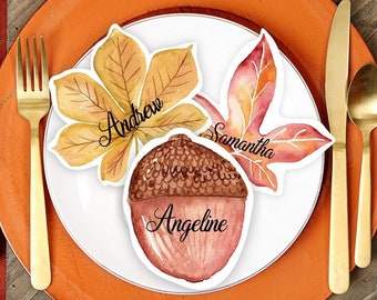 Maple Leaf Place Cards | Thanksgiving Place Cards | Fall Wedding Escort Cards| Autumn Table Setting Cards