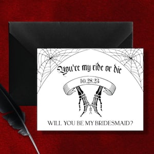 Gothic Bridesmaid Proposal Card| Maid Of Honor Proposal Card| Will You Be My Bridesmaid?| Bride Or Die Cards