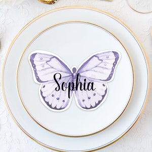 Butterfly Place Cards| Butterfly Die Cut Seating Cards| Purple Butterfly Guest Seating Cards