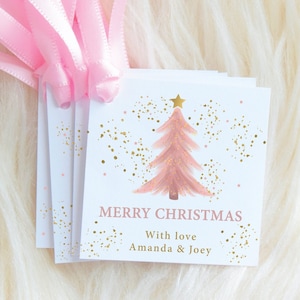 Pink Christmas Tree Tags| Pink Christmas Gift Tags| Pastel Holiday Gift Tags| Pink Merry Christmas Tags