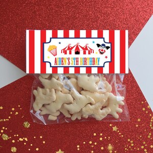 Circus Treat Bag Topper Carnival Party Bag Labels Circus Tent Candy Bag ...
