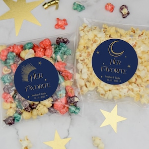 Celestial wedding Custom Favor Stickers | Starry Wedding Treat Bags | His and Her Wedding Candy Bags
