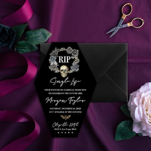 RIP Single Life Invitation | Gothic Bridal Shower Invitation| Halloween Bachelorette Invitation