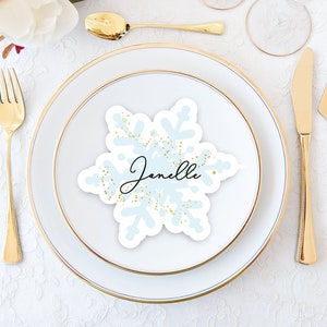 Marque-place flocon de neige| Marque-places Winter Wonderland| Cartes de siège pour mariage d'hiver