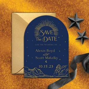 Celestial Save The Date| Starry Night Save The Date| Mountain Wedding Invitation| Mystical Save The Date