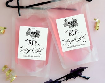 RIP Single Life Adult Drink Pouches| Halloween Bachelorette| Skull Bride Drink Pouches | Til Death Do Us Party