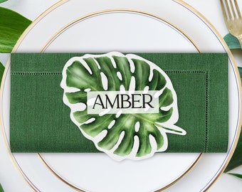Monstera Leaf Place Cards| Tropical Wedding Place Cards| Tropical Leaf Seating Cards| Tropical Bachelorette Place Cards