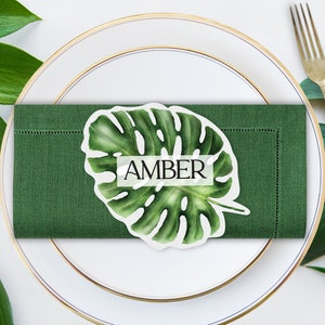Monstera Leaf Place Cards| Tropical Wedding Place Cards| Tropical Leaf Seating Cards| Tropical Bachelorette Place Cards