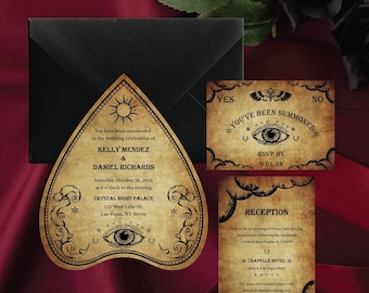 Invitación Ouija Planchette/ Invitación de boda gótica/ Hasta que la muerte nos separe