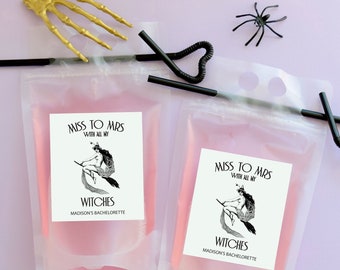 Miss to Mrs. With All My Witches Drink Pouch | Halloween Bachelorette Drink Bags | Bride's Coven Favor| Bride Or Die Bachelorette