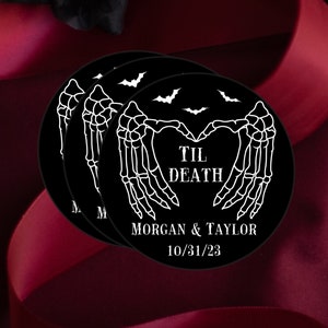 Gothic Wedding Favor Stickers| Til Death Do Us Part Stickers| Halloween Wedding Favor Labels| Wedding Thank You Stickers