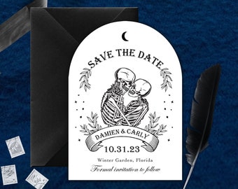 Skeleton Save The Date| Till Death Do Us Part Save The Date| Gothic Wedding Invitation| Goth Save The Date