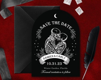 Gothic Save The Date| Till Death Do Us Part Save The Date| Skeleton Couple Wedding Invitation| Gothic Wedding