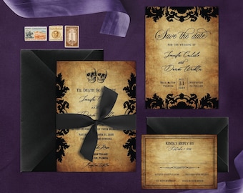 Til Death Do Us Part Invitation | Skull Wedding Invitation| Gothic Wedding Invitation