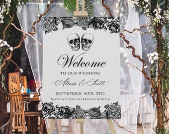 Gothic Wedding Welcome Sign| Skull Wedding Sign| Halloween Wedding Welcome Sign| Til Death Do Us Part Welcome Sign