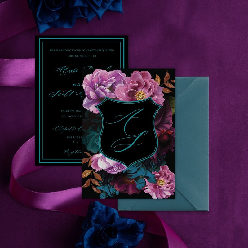 Teal Wedding Invitation Etsy