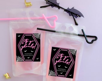 Lets Go Ghouls Drink Pouches |  Bride Or Die| Til Death Do Us Party| Halloween Bachelorette Cocktail Bag| But Did You Die