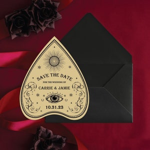 Ouija Planchette Save The Date| Gothic Wedding Save The Date| Til Death Save The Date| Halloween Wedding