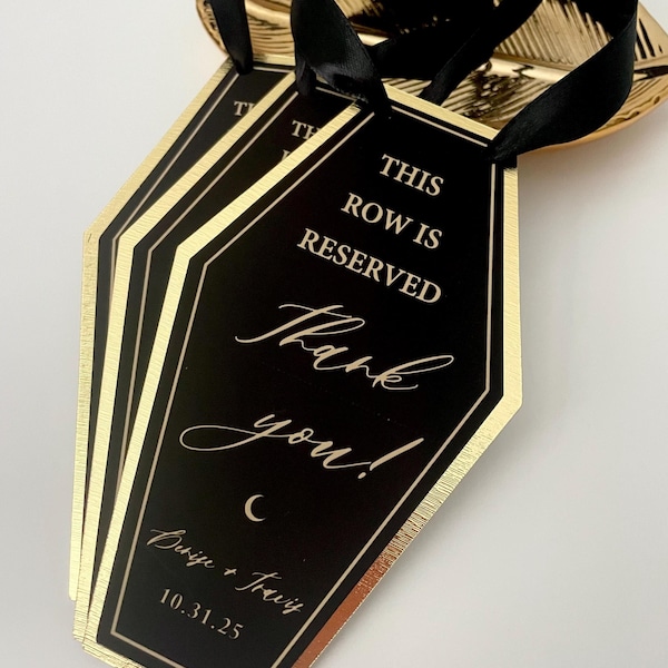 Coffin Seat Reservation Tags| Gothic Wedding Reserved Seat Sign