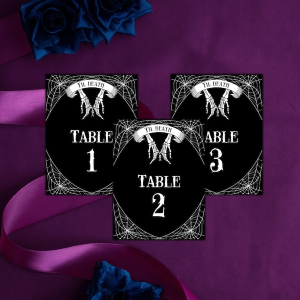Gothic Wedding Table Numbers| Halloween Wedding Table Numbers| Spider Web Table Numbers| Till Death Table Numbers