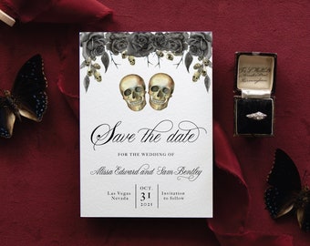 Gothic Wedding Save The Date| Skull Wedding Save The Date|Till Death Wedding Invitation