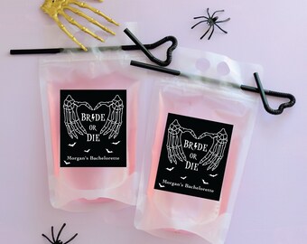 Bride Or Die Drink Pouches | Til Death Do Us Party| Halloween Bachelorette Booze Bag| But Did You Die