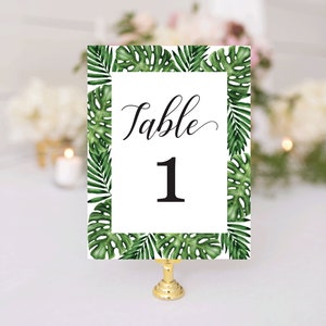 Tropical Wedding Table Number|Monstera Table Number| Palm Leaf Printed Table number
