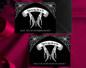 Gothic Bridesmaid Proposal Card| Maid Of Honor Proposal Card| Will You Be My Bridesmaid?| Til Death Do Us Part