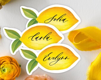 Lemon Seating Cards| Mediterranean Guest Seating Cards| Citrus Place Cards| Amalfi Coast Place Cards