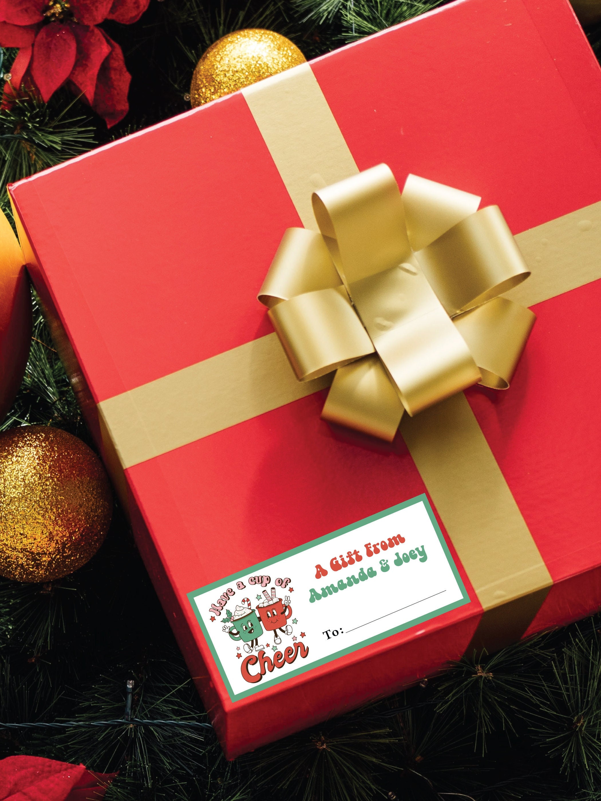 Retro Christmas Gift Tags Personalized Gift Tag Stickers Etsy