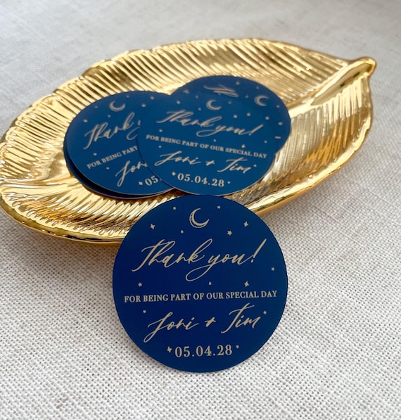 Celestial Wedding Favor Stickers| Wedding Thank You Labels| Starry Night Favor Labels| Personalized Moon Thank You Sticker