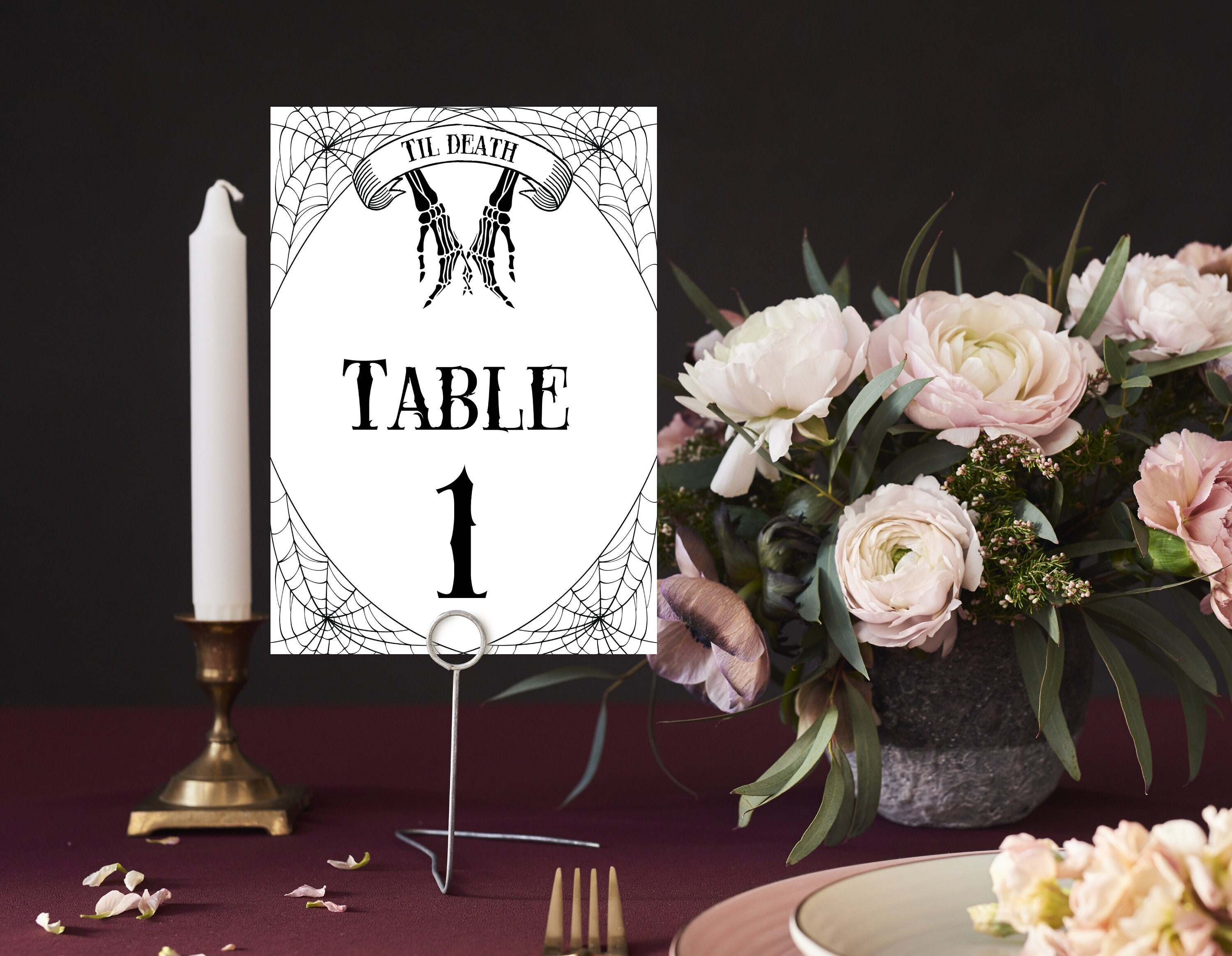 Till Death Table Number Cards| Gothic Table Numbers| Halloween Wedding ...