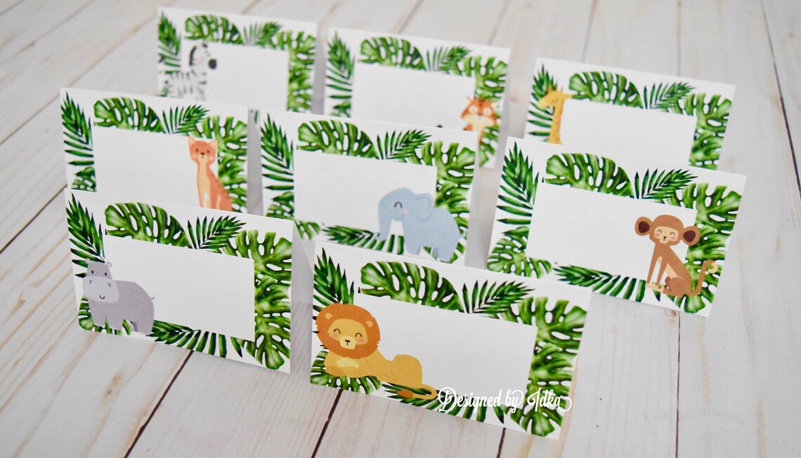 Printed Jungle Place Cards Jungle Food Tent CardsSafari | Etsy