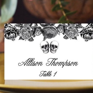 Till Death Do Us Part Place Cards| Skull Place Cards| Halloween Wedding Escort Cards