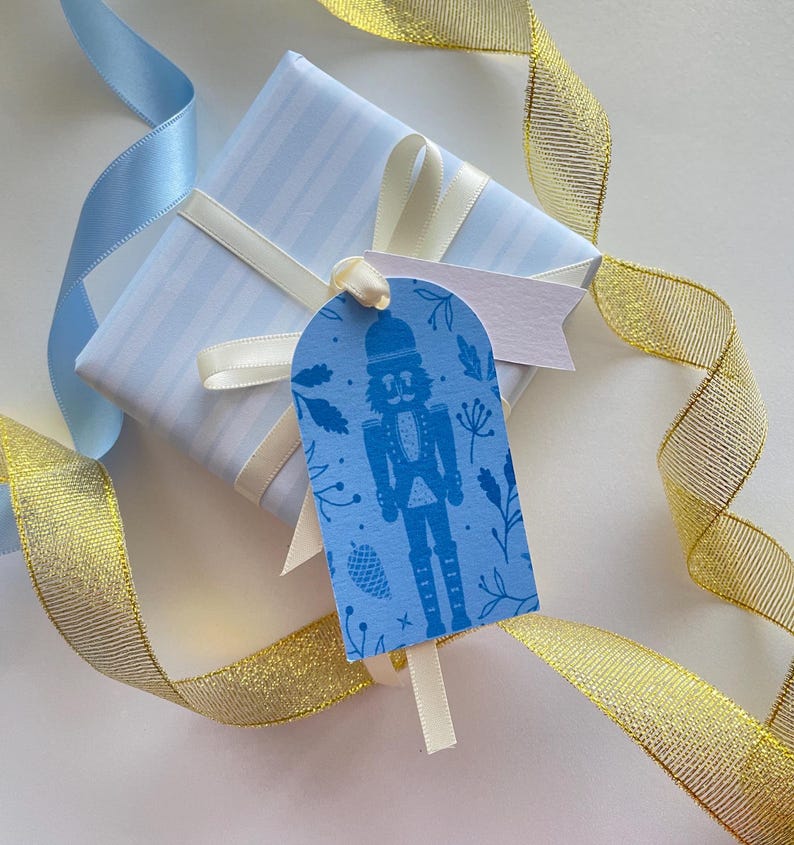 Nutcracker Gift Tag Set| Blue Nutcracker Holiday Gift Tags| Blue ...
