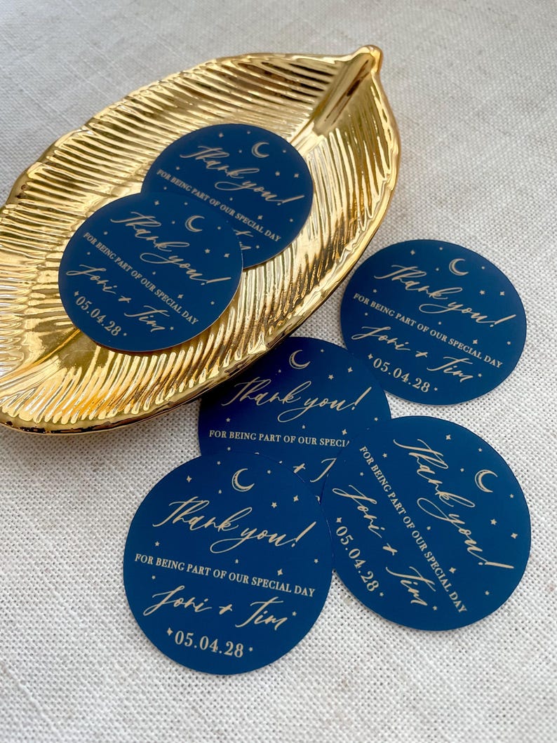 Celestial Wedding Favor Stickers| Wedding Thank You Labels| Starry Night Favor Labels| Personalized Moon Thank You Sticker Bild 4