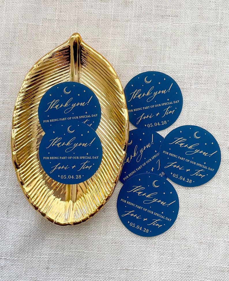 Celestial Wedding Favor Stickers| Wedding Thank You Labels| Starry Night Favor Labels| Personalized Moon Thank You Sticker Bild 2