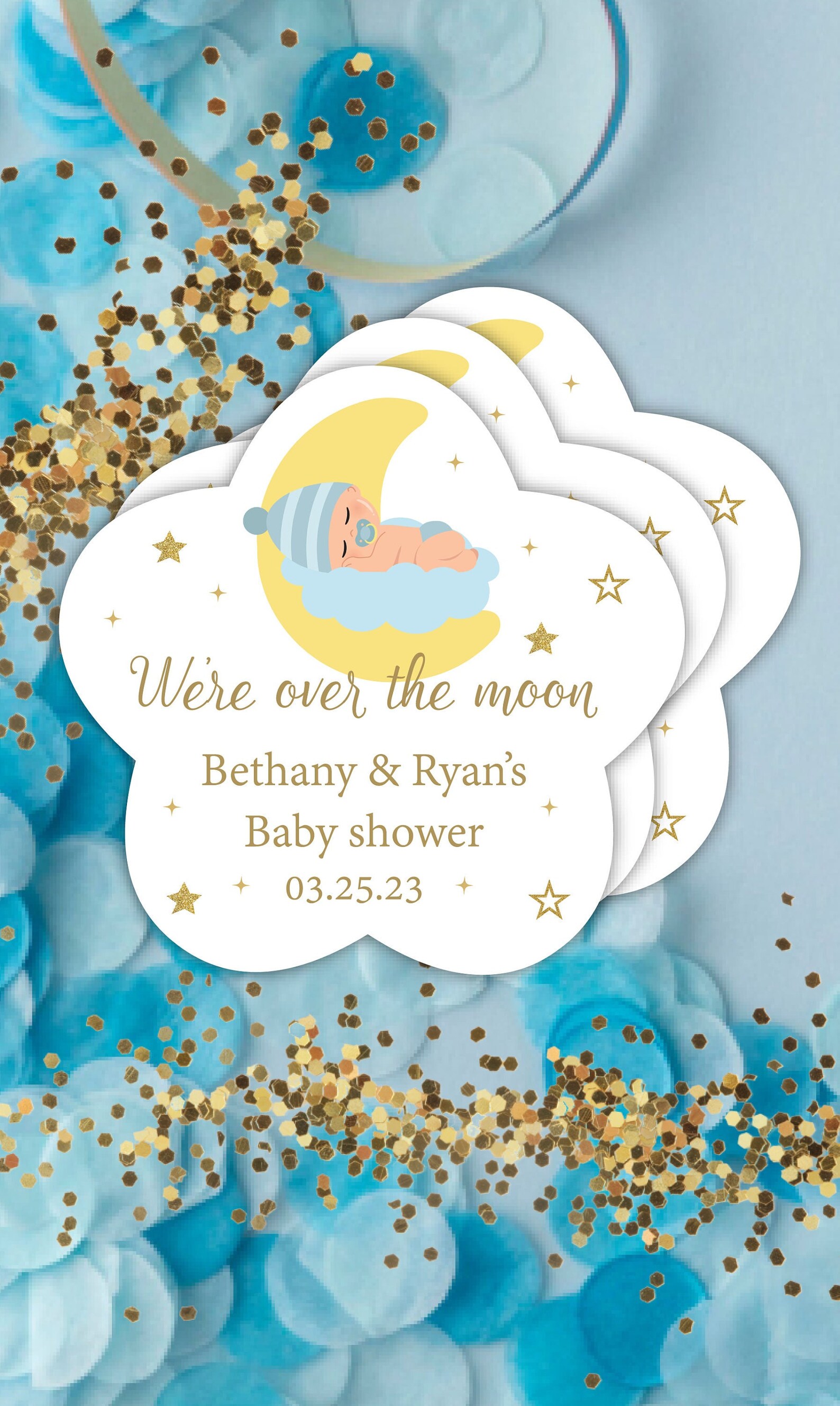 Over the Moon Baby Shower Favor Stickers Moon Baby Shower - Etsy
