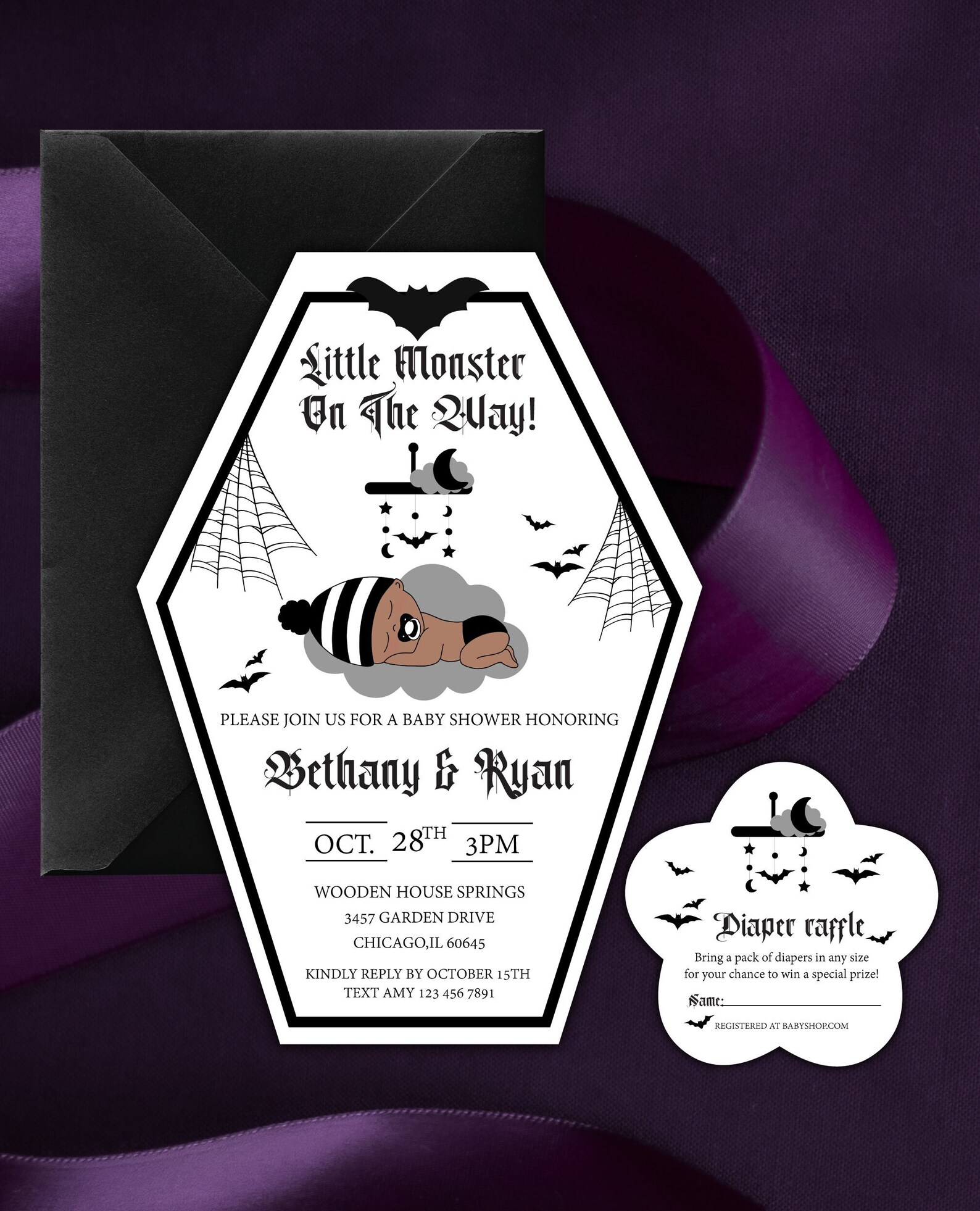 Coffin Baby Shower Invitation Halloween Baby Shower Etsy