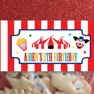 Circus Treat Bag Topper Carnival Party Bag Labels Circus Tent Candy Bag ...