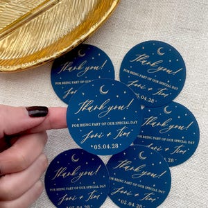 Celestial Wedding Favor Stickers| Wedding Thank You Labels| Starry Night Favor Labels| Personalized Moon Thank You Sticker Bild 3