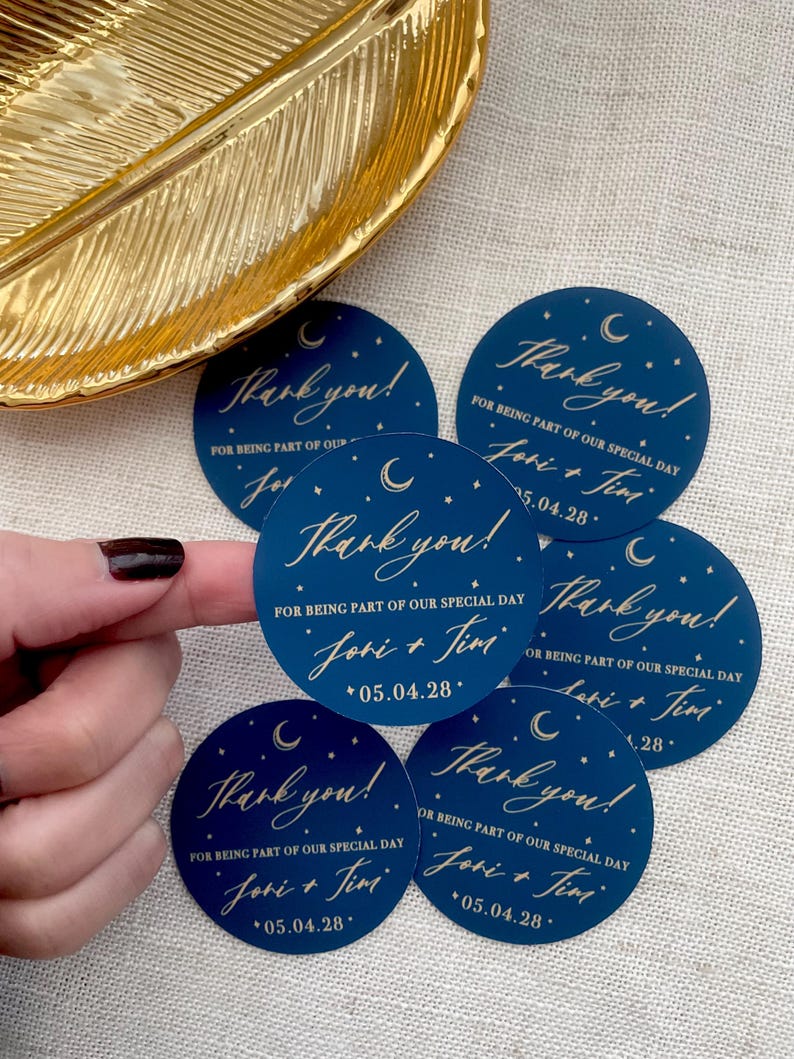 Celestial Wedding Favor Stickers| Wedding Thank You Labels| Starry Night Favor Labels| Personalized Moon Thank You Sticker Bild 3