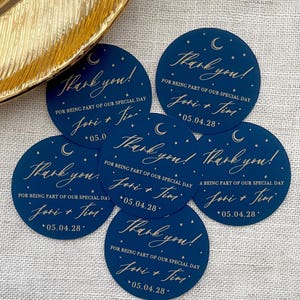 Celestial Wedding Favor Stickers| Wedding Thank You Labels| Starry Night Favor Labels| Personalized Moon Thank You Sticker Bild 5