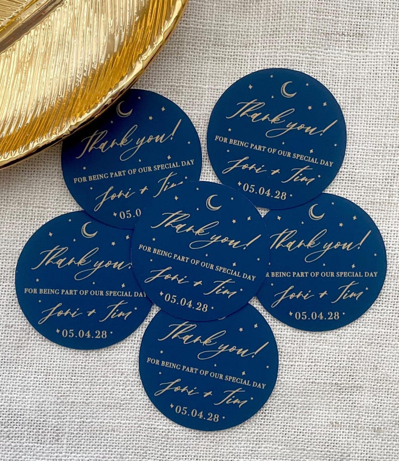 Celestial Wedding Favor Stickers| Wedding Thank You Labels| Starry Night Favor Labels| Personalized Moon Thank You Sticker Bild 5