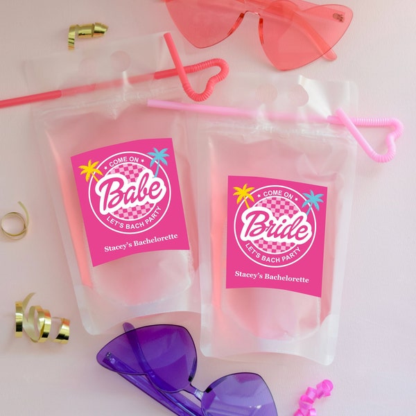 Let's Bach Party Doll Drink Pouches| Doll Bachelorette Drink Favor| Hot Pink Adult Drink Pouch| Personalized Drink Pouch