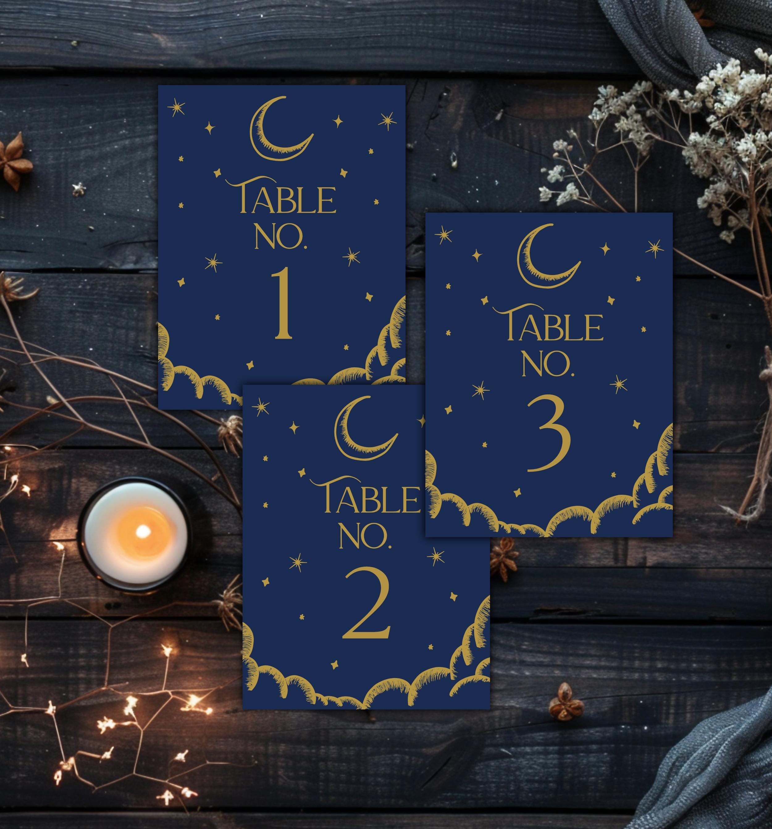 Large Star Table Numbers Celestial Wedding Table Numbers | Starry Night Table Numbers | Navy and ...