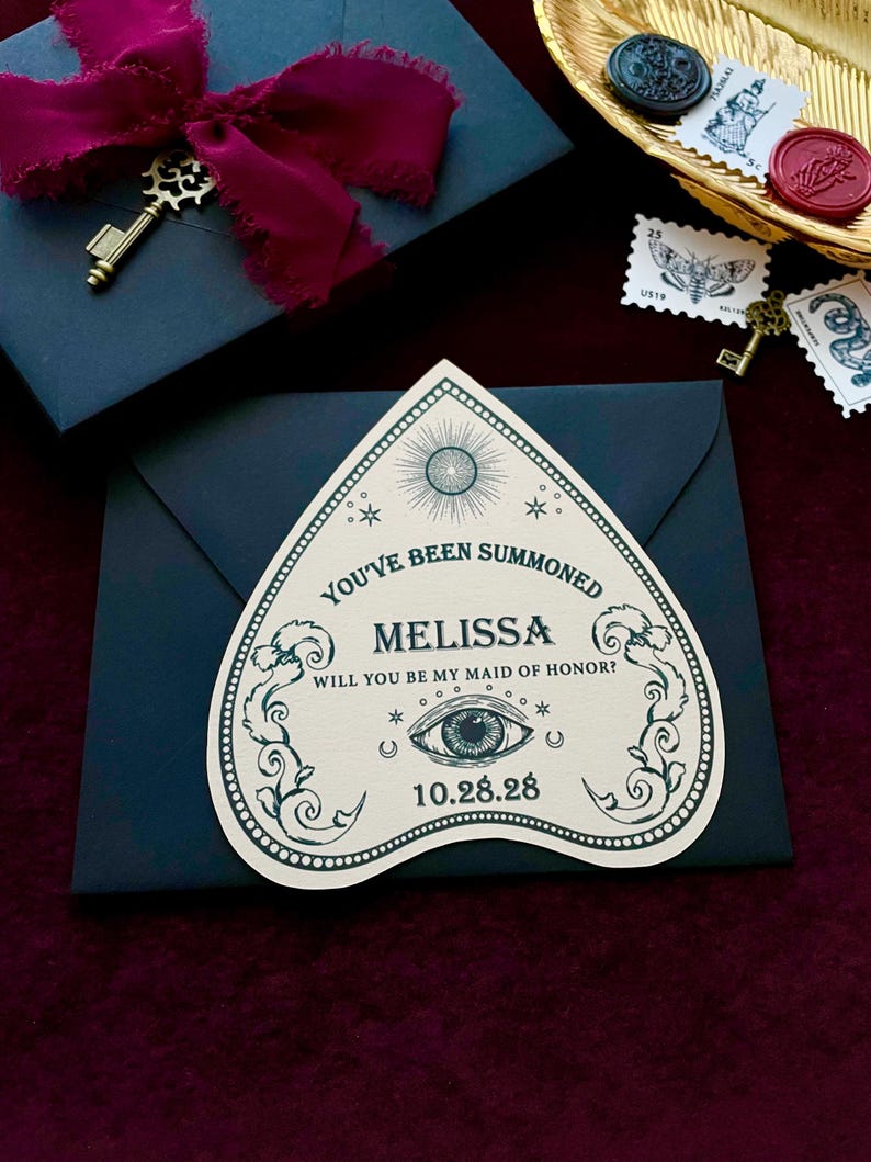 Ouija Bridesmaid Proposal Card| Gothic Maid Of Honor Proposal Card| Bride Or Die Proposal Cards image 2