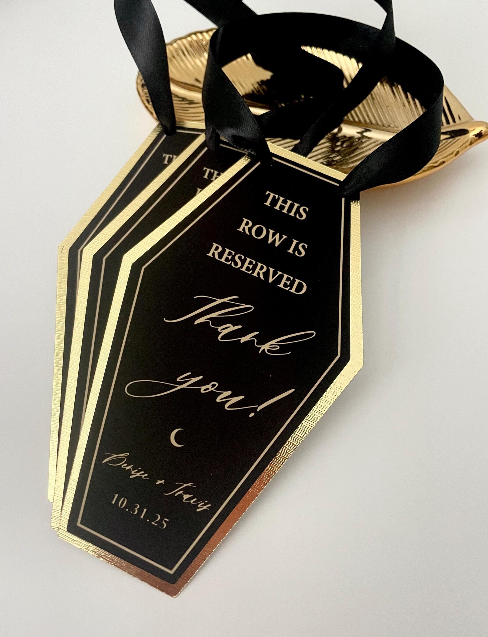 A Coffin Tag to Reserve a Seat Gothic coffin-shaped reserved-seat tag preview.
